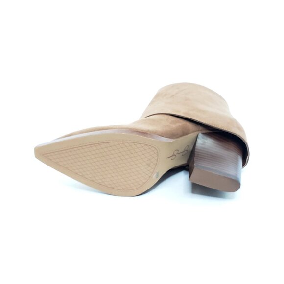 Jessica Simpson Lerra Pointed Toe Ankle Boots Tan Faux Suede Block Heel Size 8.5 - Picture 7 of 13